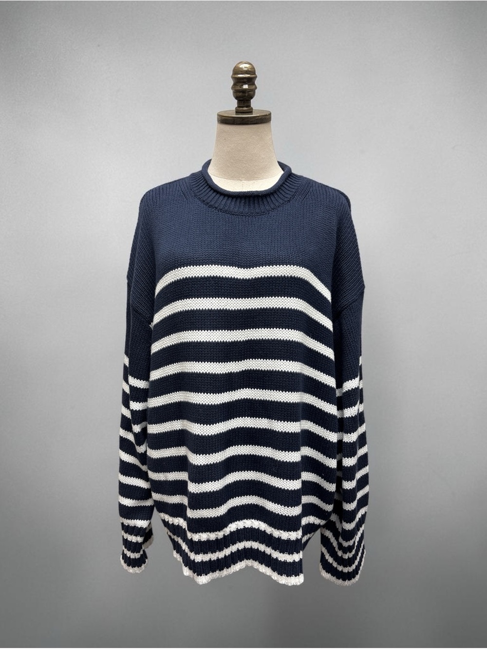 *LIKE NEW* J. Crew Navy and White Striped Crewneck Sweater